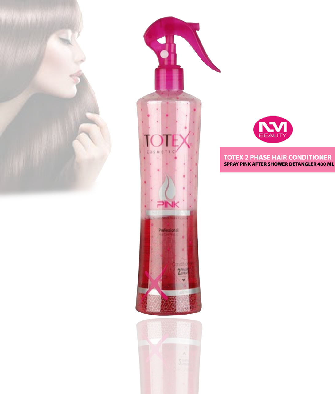TOTEX 2 Phase Hair Conditioner Spray Pink After Shower Detangler 400 ml