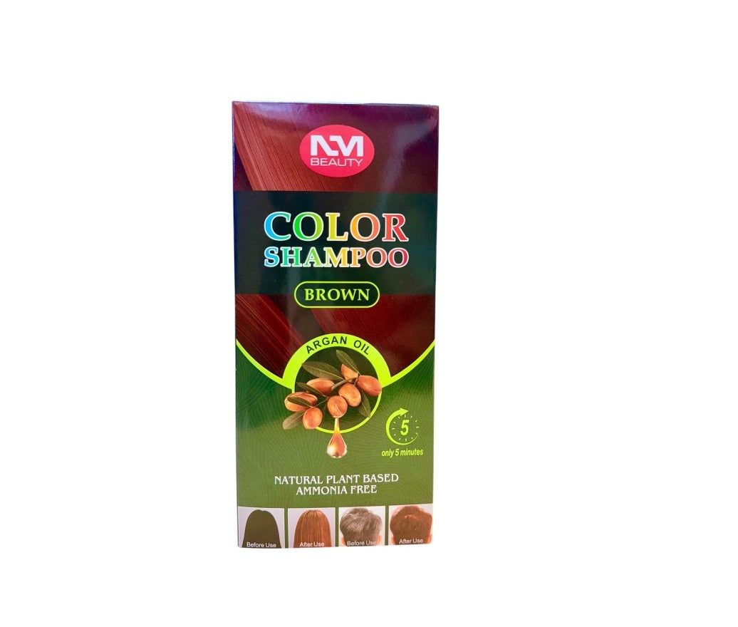 NM Beauty argan oil and natural plant based ammonia free hair coloring shampoo, Brown hair shampoo