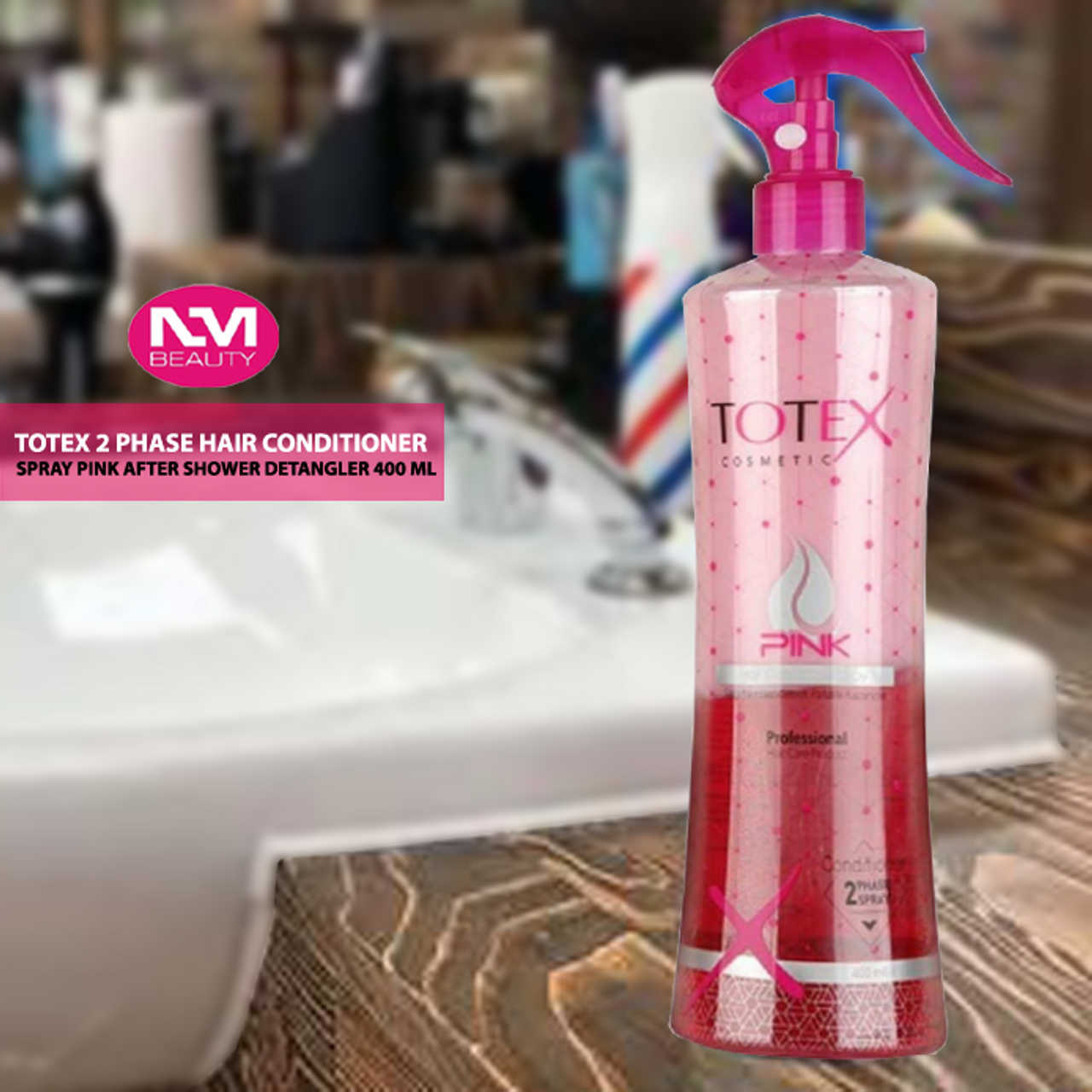 TOTEX 2 Phase Hair Conditioner Spray Pink After Shower Detangler 400 ml