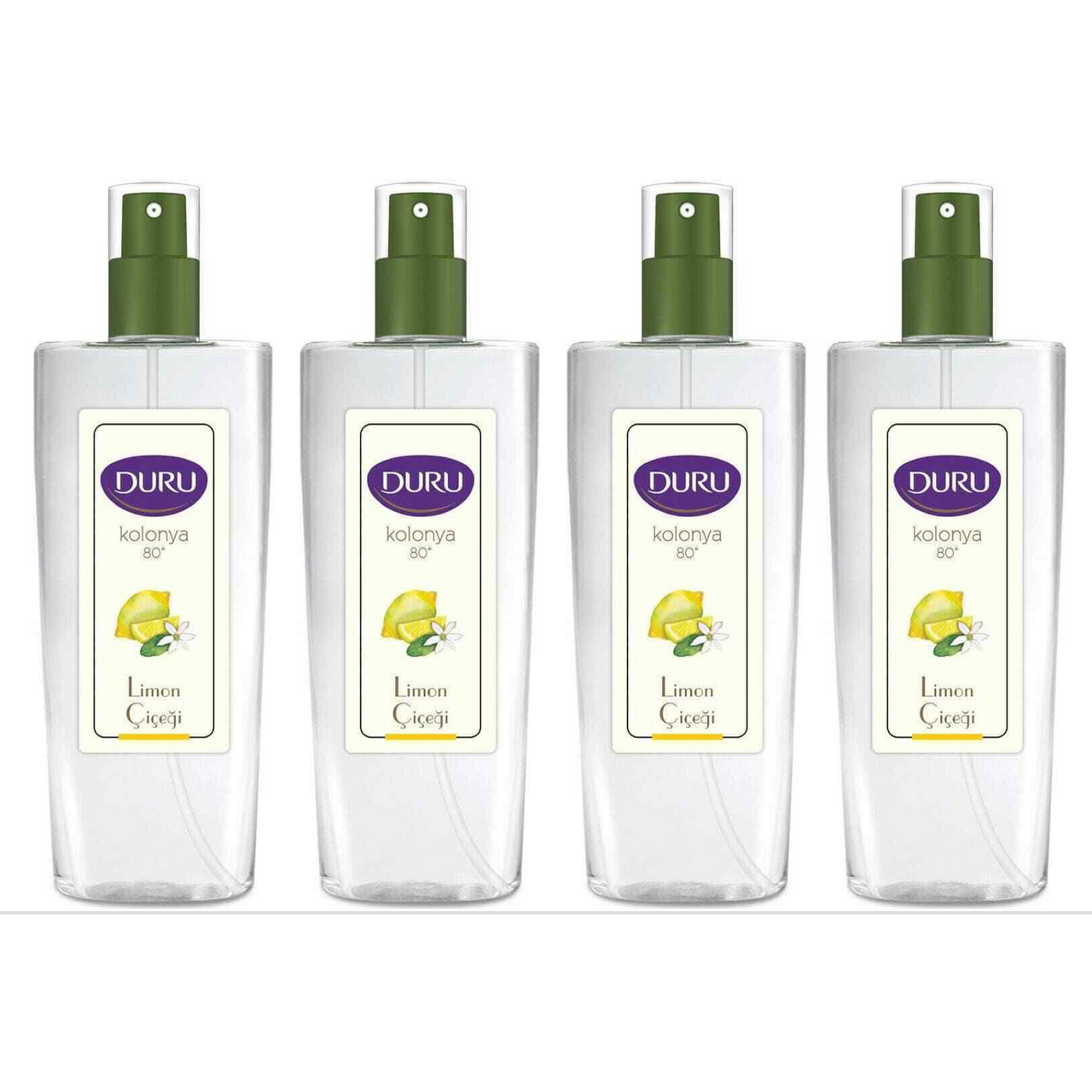 DURU LEMON COLOGNE (LIMON KOLONYA) SPRAY PUMP BOTTLE 150ML-4PCS