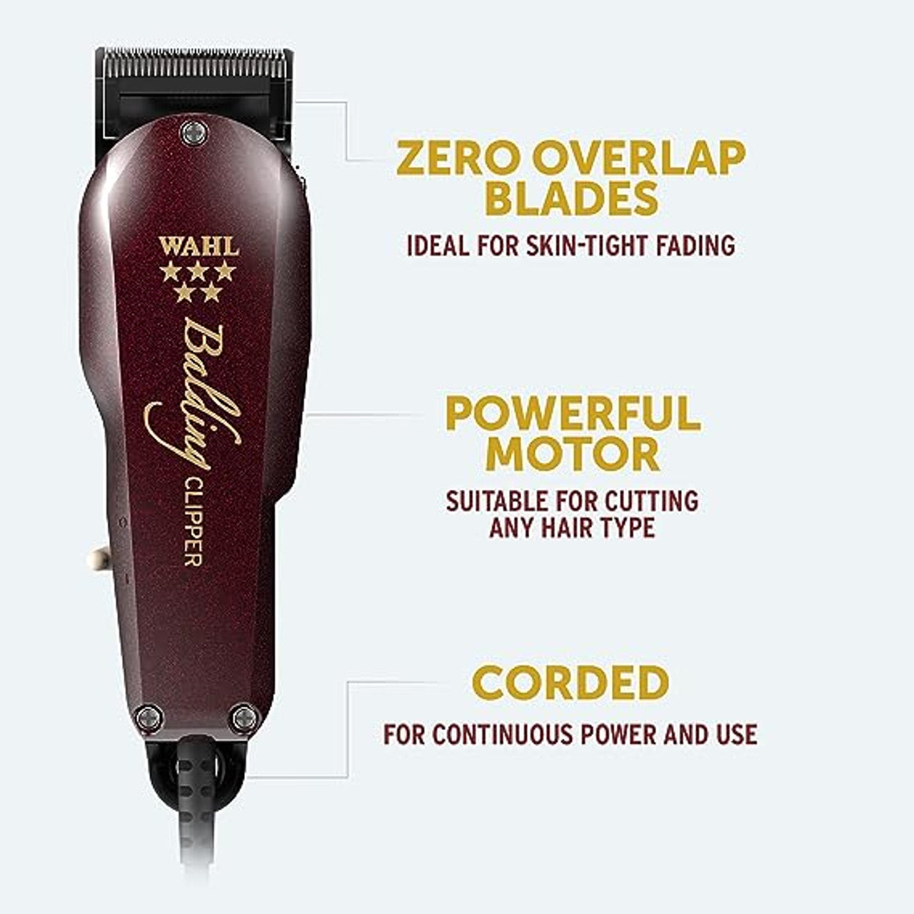 Wahl 5 Star Balding Clipper, Clippers for Barbers, Professional Hair Clippers, Pro Haircutting Kit, Corded, Powerful Motor, Zero Overlap Blades, Bald Cuts, Barbers Supplies