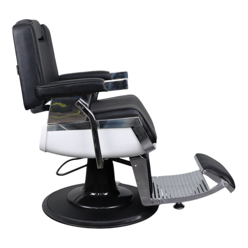 Barber Chair • Retro With Reversible Footrest Black & Chrome Accents