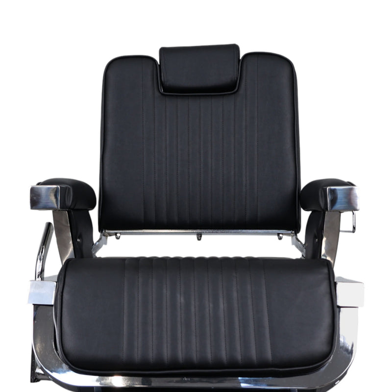 Barber Chair • Retro With Reversible Footrest Black & Chrome Accents