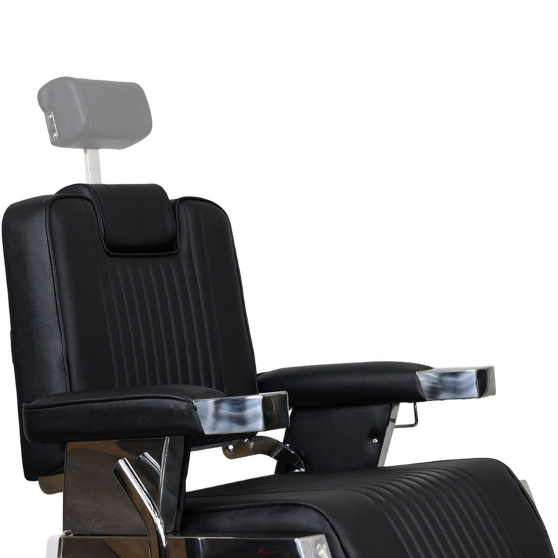 Barber Chair • Retro With Reversible Footrest Black & Chrome Accents