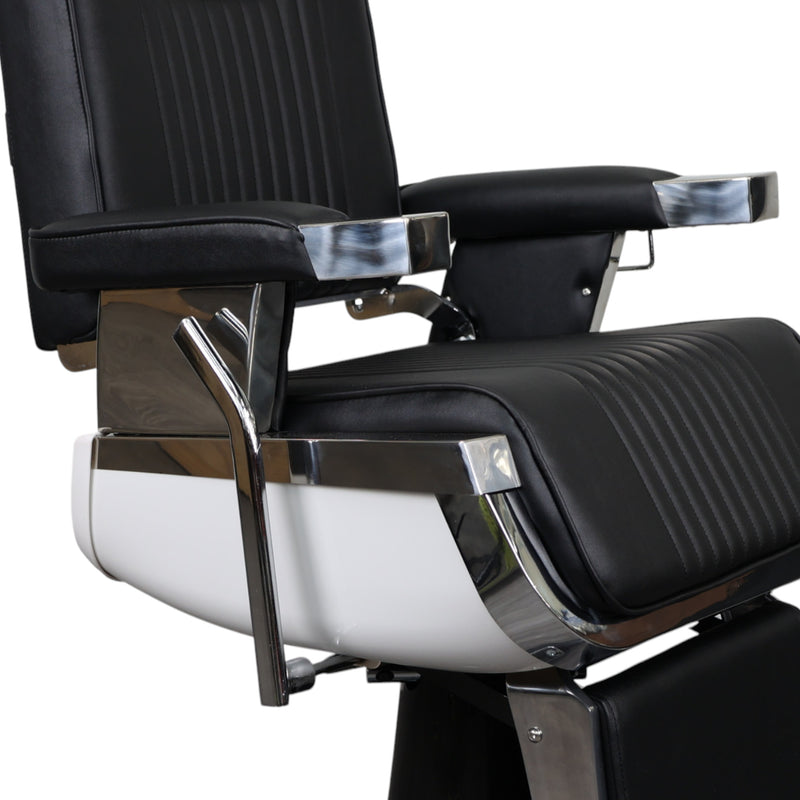 Barber Chair • Retro With Reversible Footrest Black & Chrome Accents