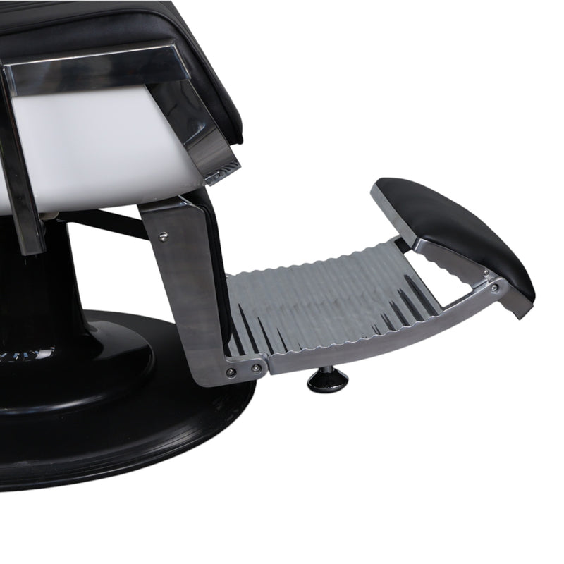 Barber Chair • Retro With Reversible Footrest Black & Chrome Accents