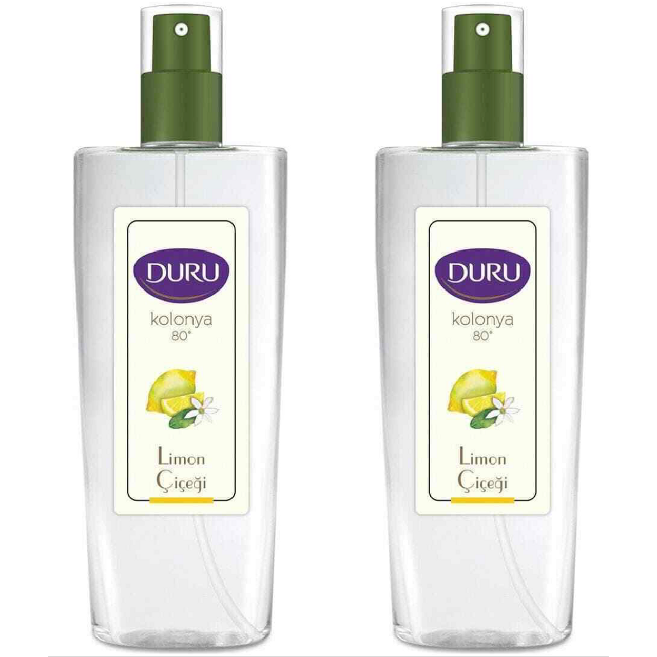 DURU LEMON COLOGNE (LIMON KOLONYA) SPRAY PUMP BOTTLE 150ML-2PCS