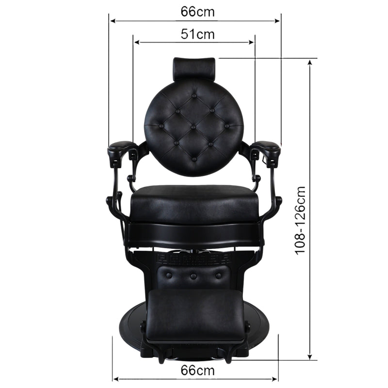 Barber Chair - Vintage Style Black & Matte Black Accents