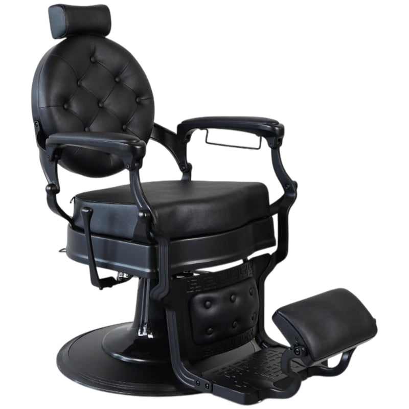 Barber Chair - Vintage Style Black & Matte Black Accents