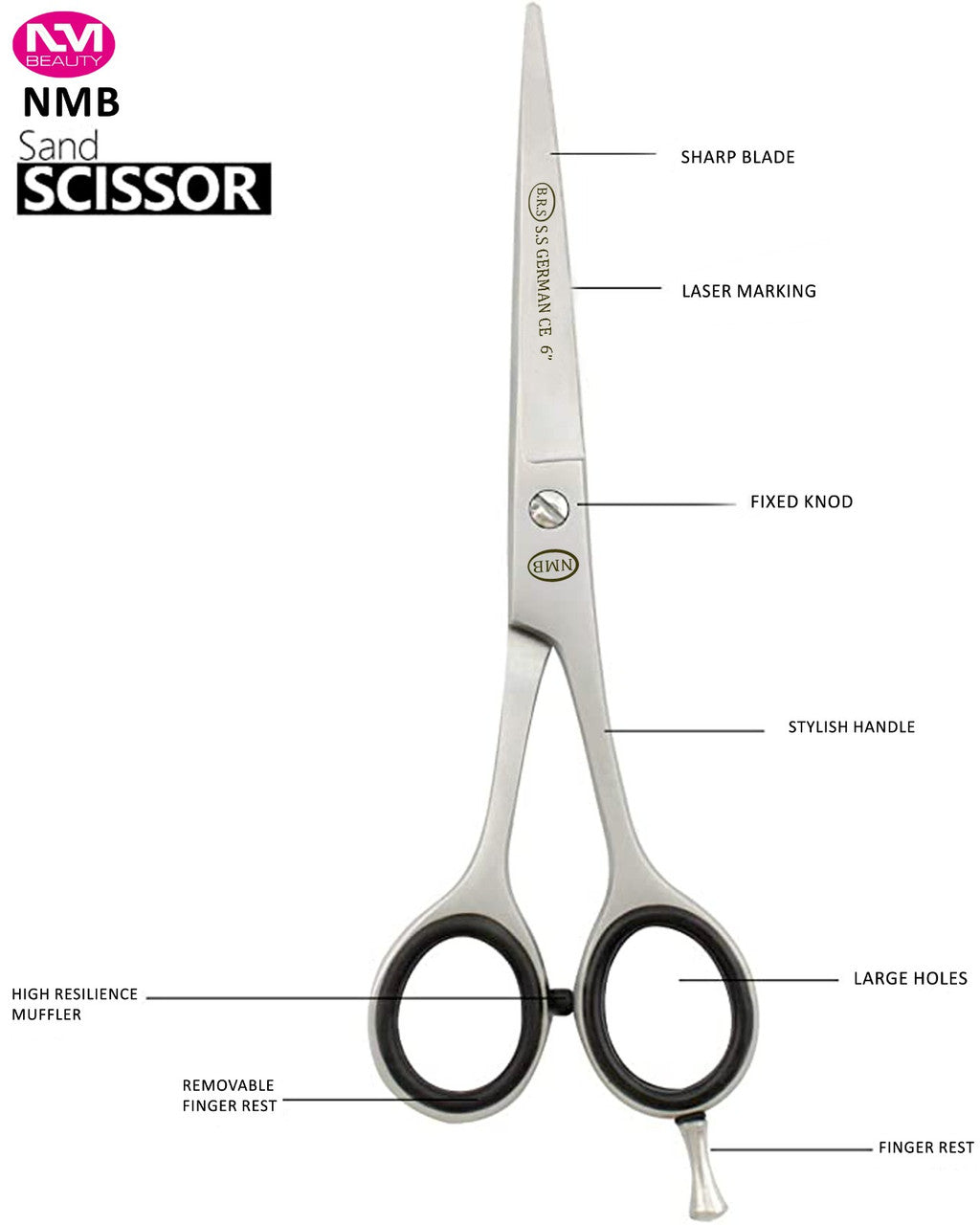 Flat Matti Matti Barber Scissors 6'' BRS German Sand Finshing- Next Day Delivery