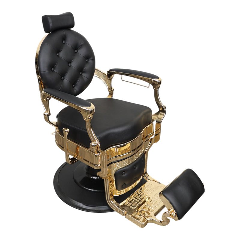 Barber Chair - Vintage Style Black & Gold Accents