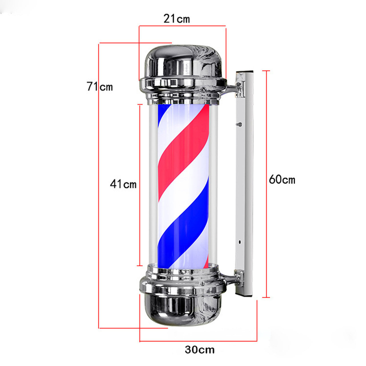 Barber Pole with Blue, White and Red Stripes - Classic Design for Professional Barbershops and Hair Salons - Next Day Delivery