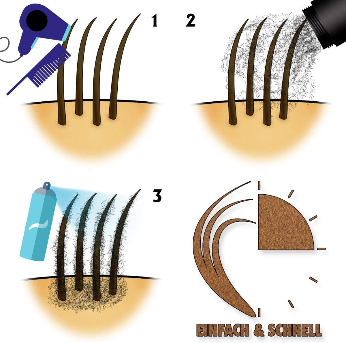 NMB Professional Hair Building Fibers 21 g, Dark Brown Fibres for Naturally Thicker Looking Hair With Locking Mist Spray Set 2 IN 1