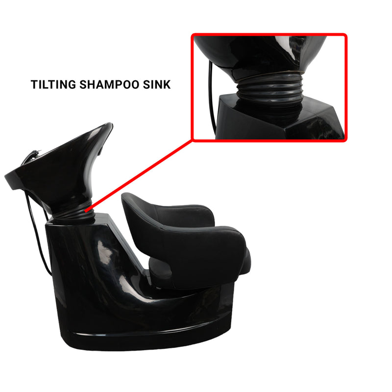 Backwash Chair - Rinse And Relax Basin Adjustable Chair Black