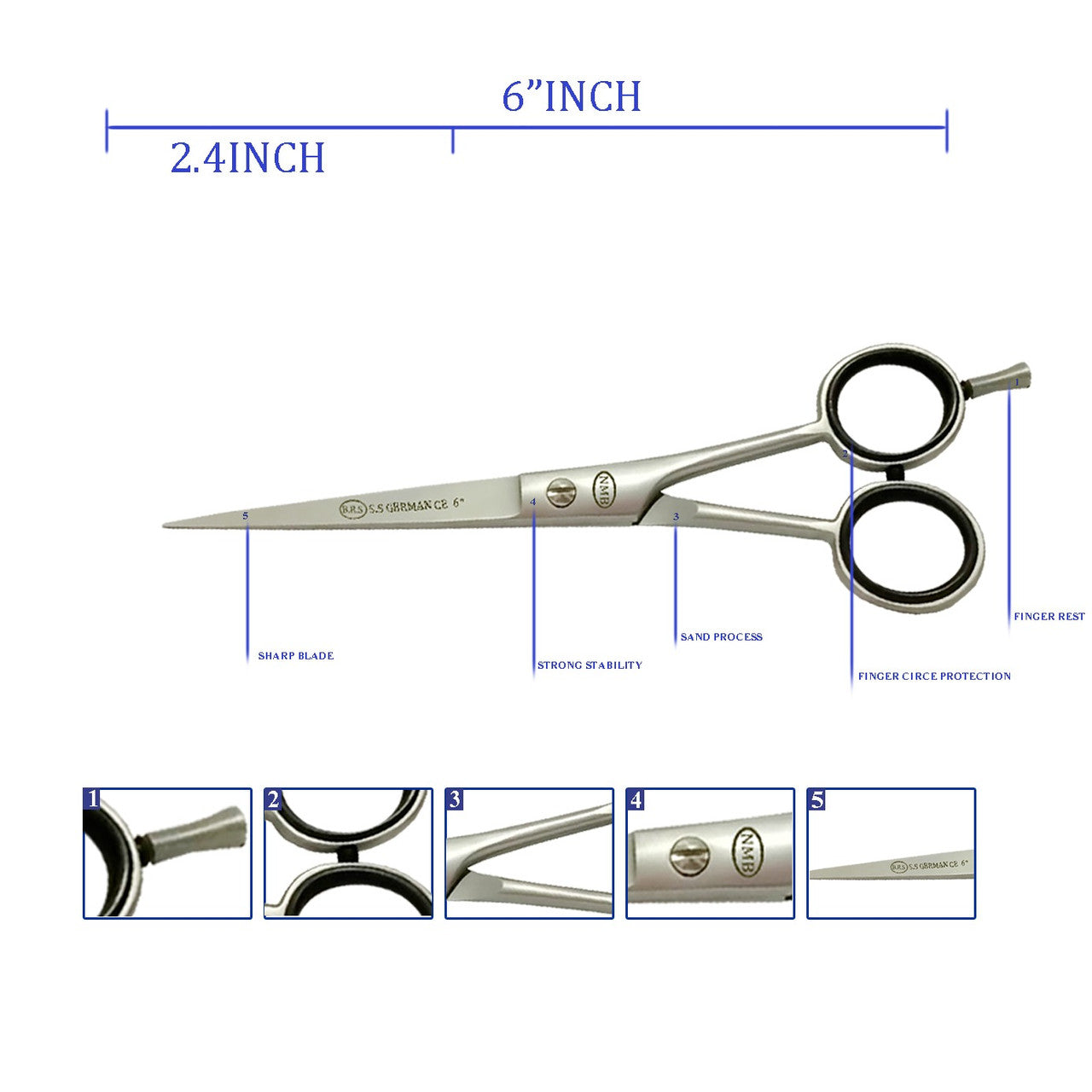 Gool Matti Barber Scissors 6'' BRS German with Comb- Next Day Delivery