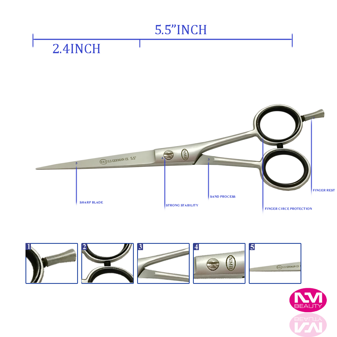Gool Matti Barber Scissors 5.5'' BRS German with Comb- Next Day Delivery