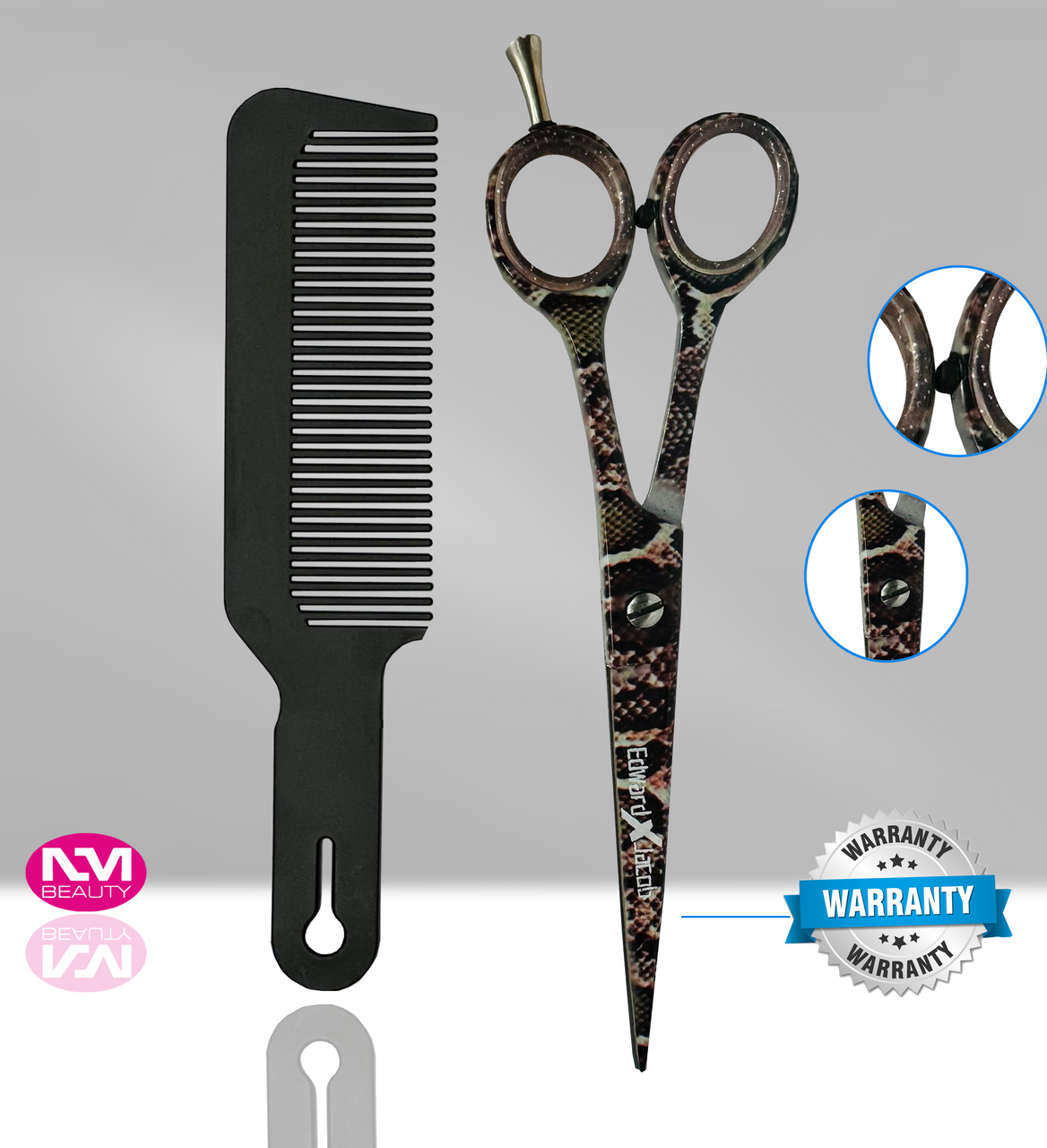 Paper Coating Flat Matti Barber Scissors 6'' BRS German with Comb- Next Day Delivery