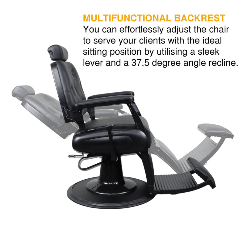 Barber Chair • Luxurious Belmont Black & Matte Black Accents