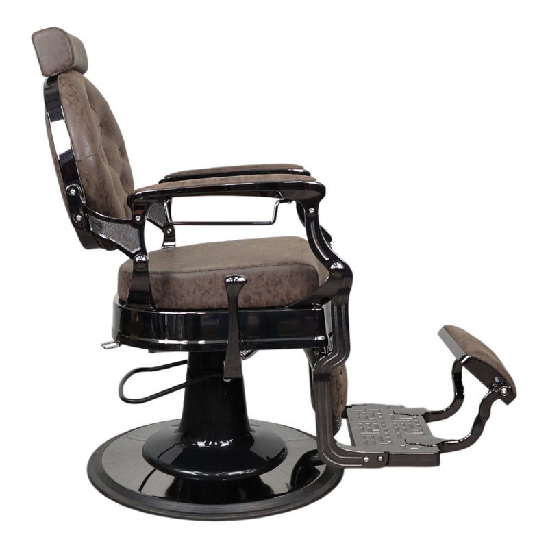 Barber Chair - Vintage Style Brown & Shiny Black Accents