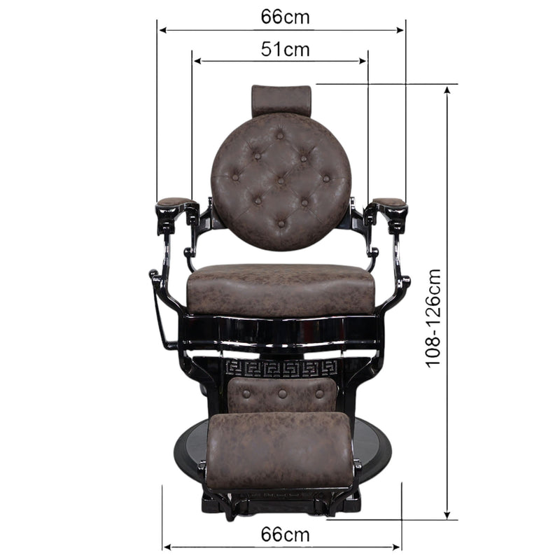 Barber Chair - Vintage Style Brown & Shiny Black Accents