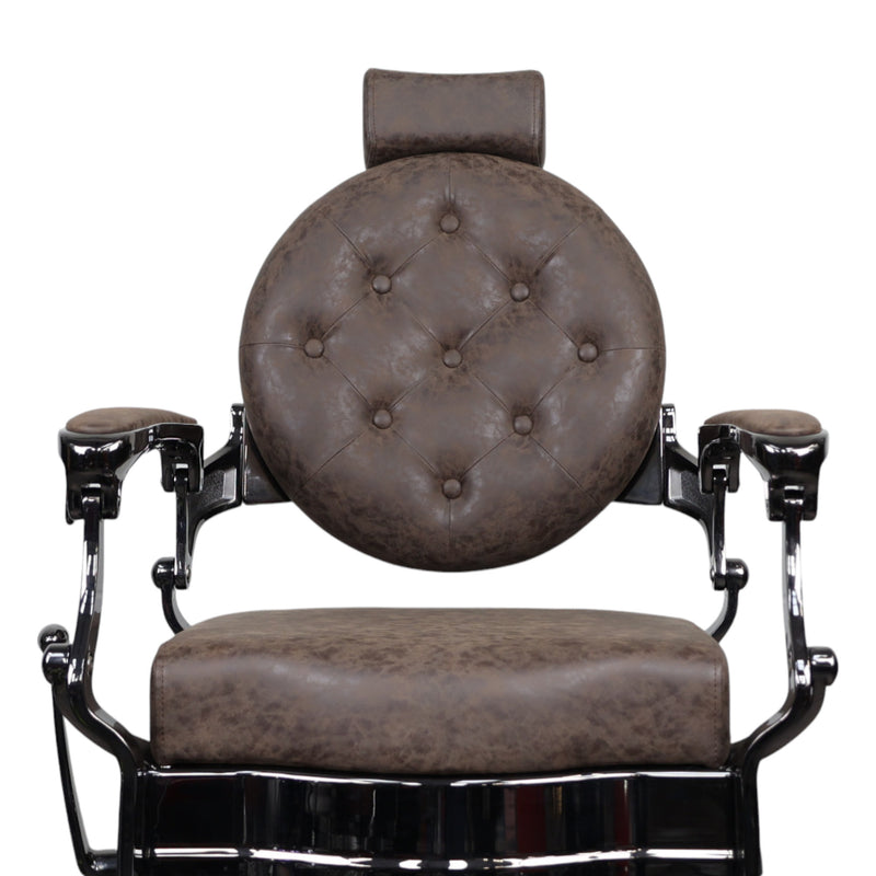 Barber Chair - Vintage Style Brown & Shiny Black Accents