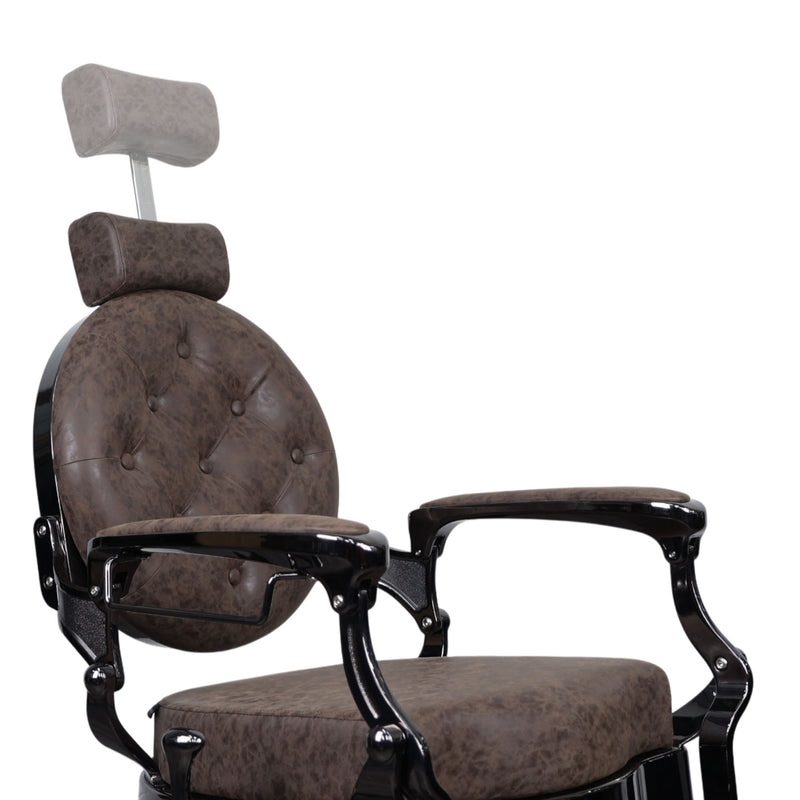 Barber Chair - Vintage Style Brown & Shiny Black Accents