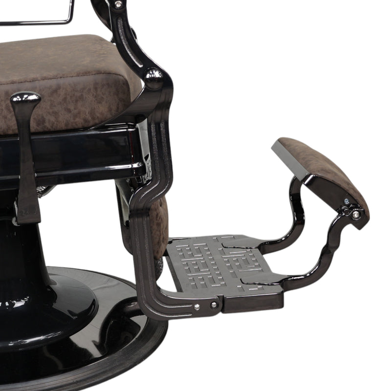 Barber Chair - Vintage Style Brown & Shiny Black Accents