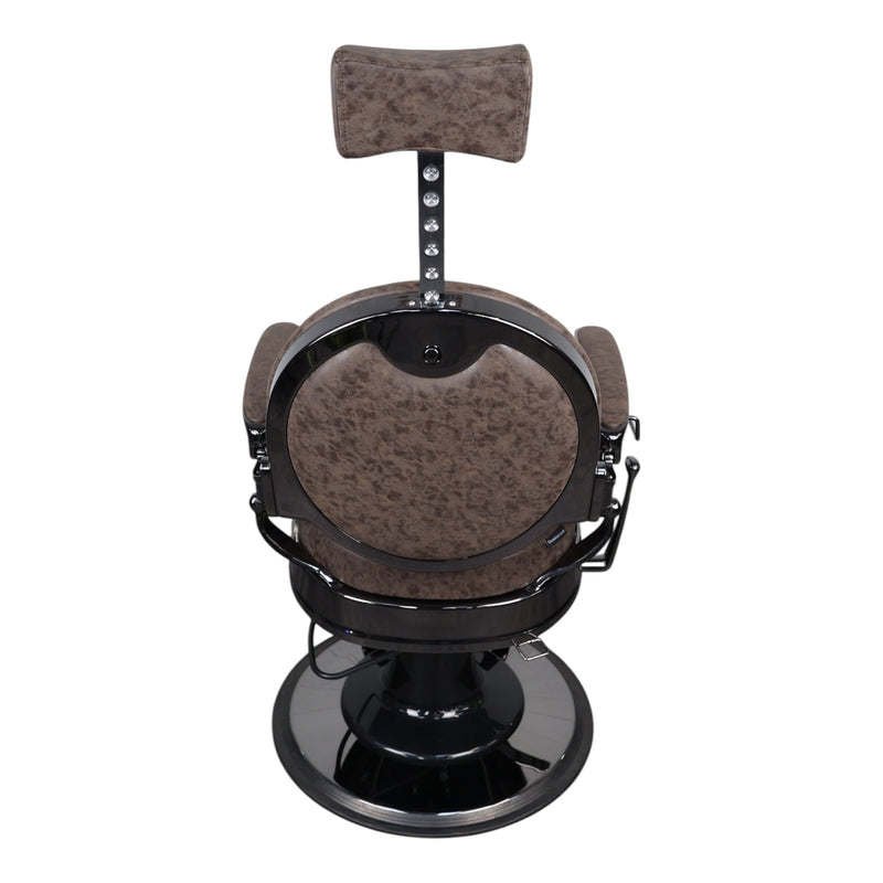 Barber Chair - Vintage Style Brown & Shiny Black Accents