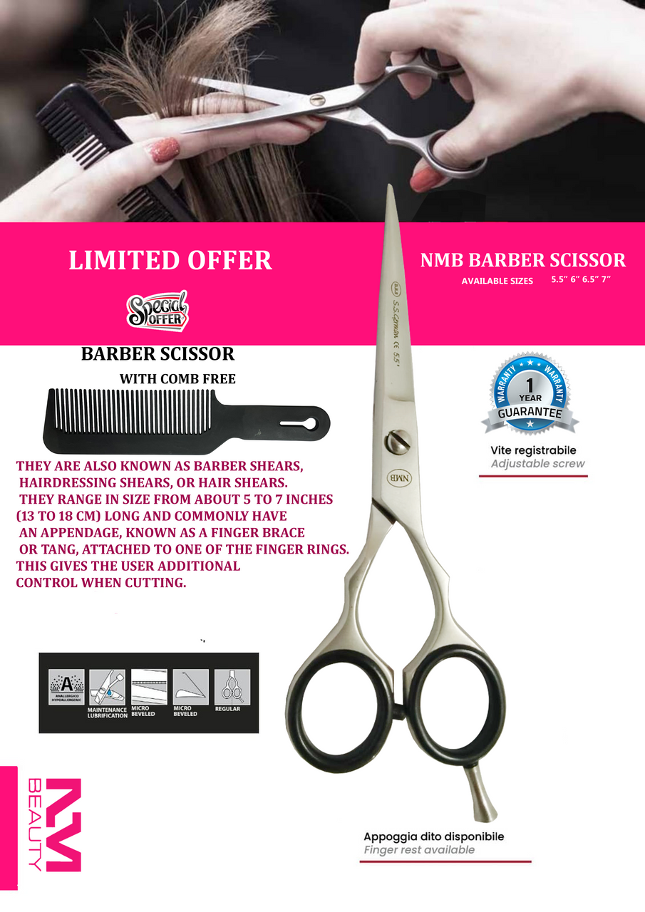 Barber Scissors 6'' BRS Germany 1YEAR WARRANTY(BARBER SCISSOR WITH COMB FREE SECIAL OFFER LIMITED )- Next Day Delivery