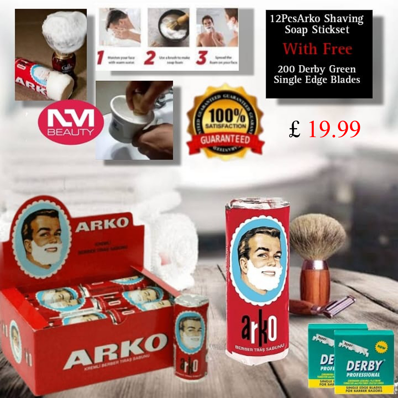 Arko Shaving Soap 12 Pcs With Free 200Blade- Next Day Delivery