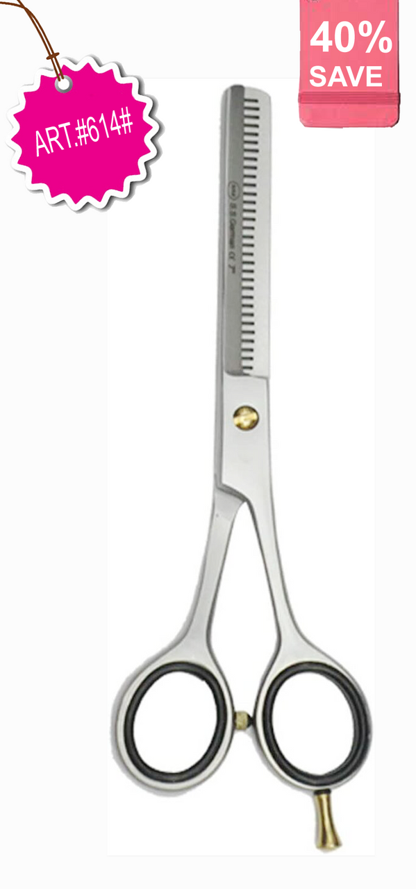 Professional Stainless Steel 6.5" Hair Thining Barber Scissors with Finger Rest by BRS German