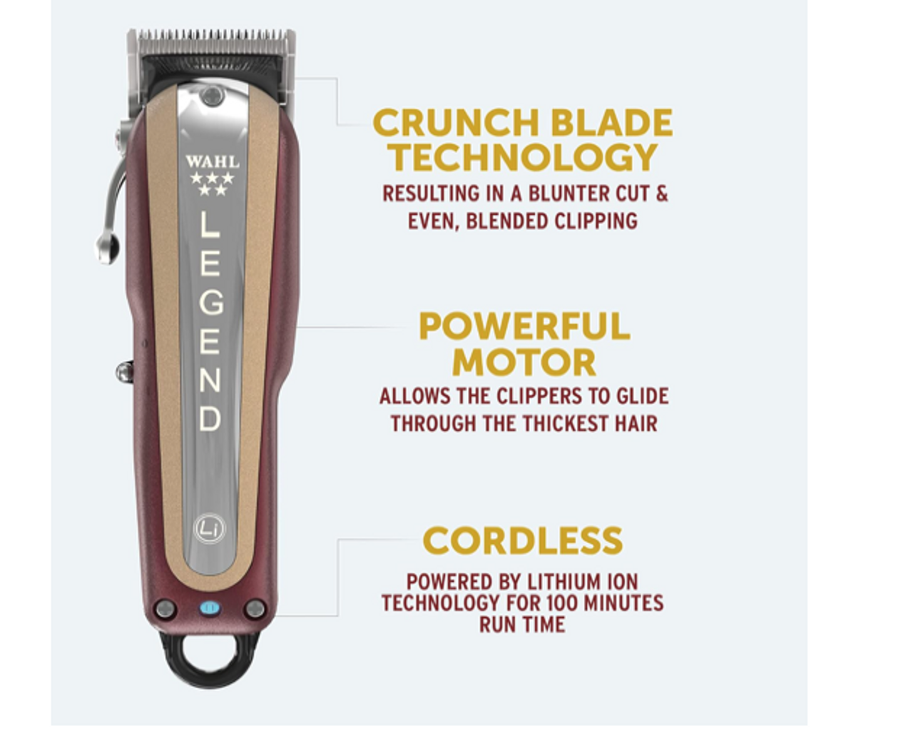 Wahl 5 Star Cordless Legend, Professional Hair Clippers, Pro Haircutting Kit, Adjustable Taper Lever, Crunch Blade, Wedge Blades, Cordless, Barbers Supplies- Next Day Free Delivery