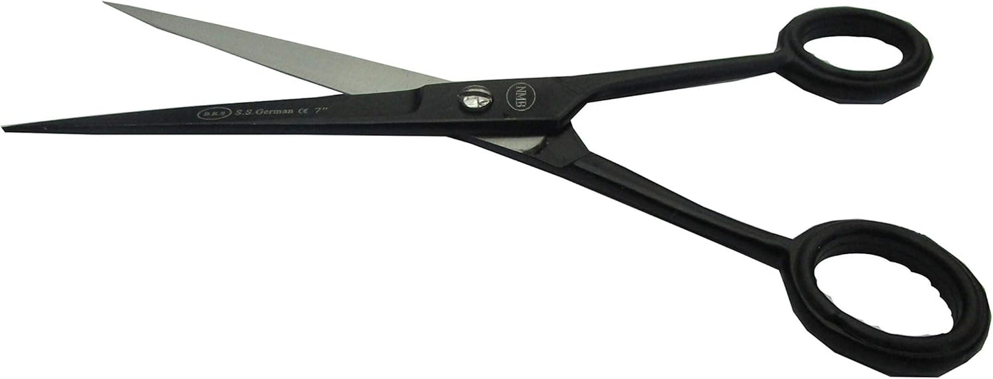NMB Hair Cutting Scissors 7 inch Round Black Barber Hair Shears for Hairdressing Cutting For Home and Professional Use