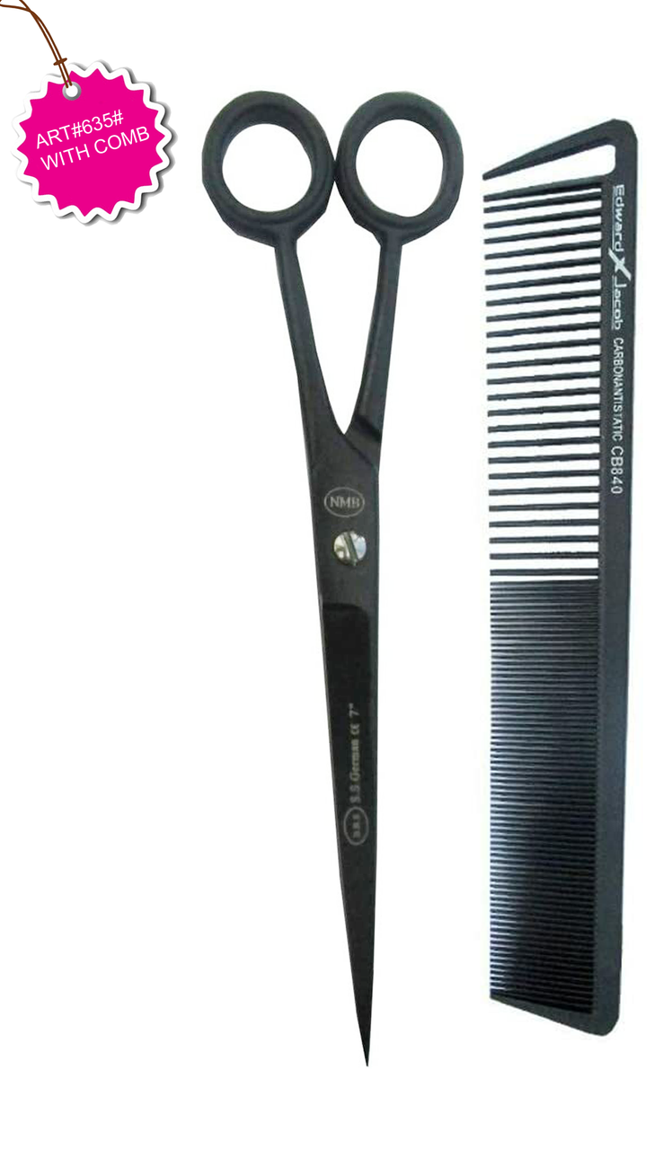 NMB Hair Cutting Scissors 7.0 inch Round Black for Hairdressing Cutting