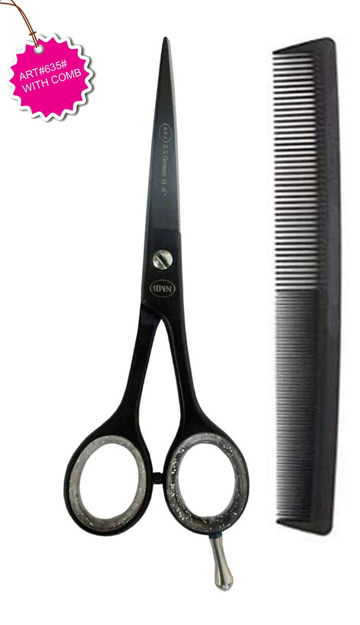 NMB Hair Cutting Scissors 5.5 Inch Black Square Barber Hair Shears