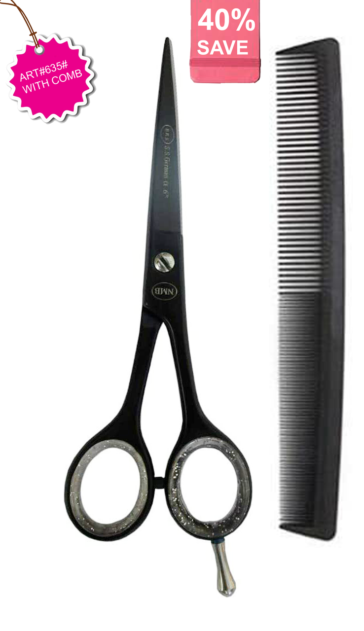 NMB Hair Cutting Scissors 5.5 Inch Black Square Barber Hair Shears