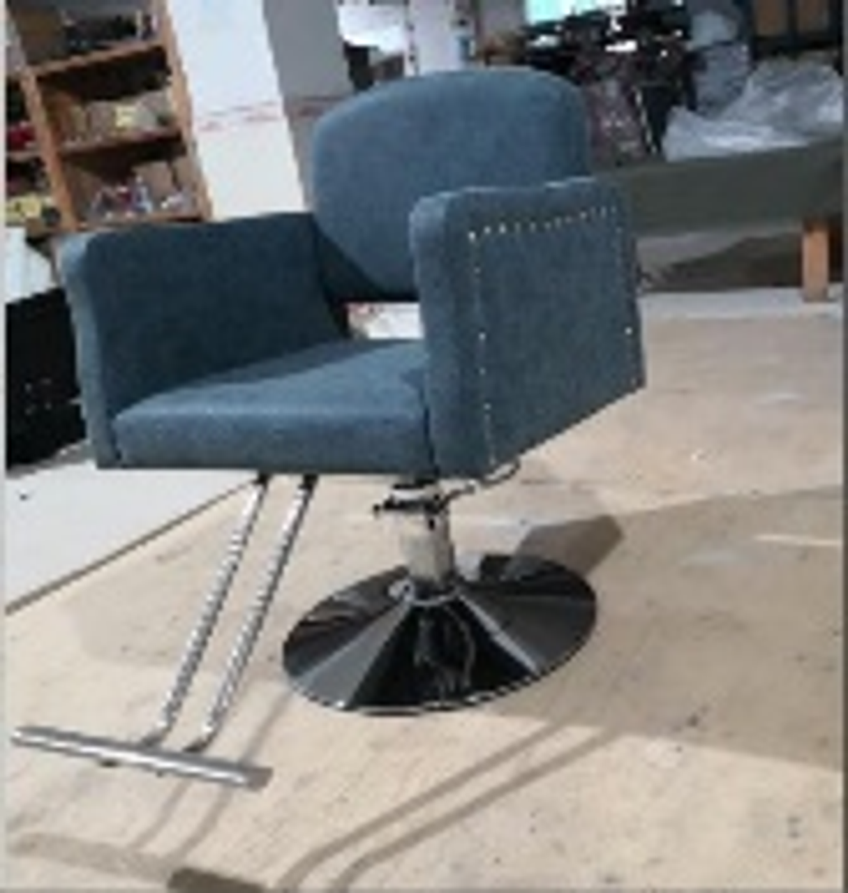 Barber chair (for lady electroplate metal frame with pedal, electroplate round stand) NMB-968- Next Day Delivery