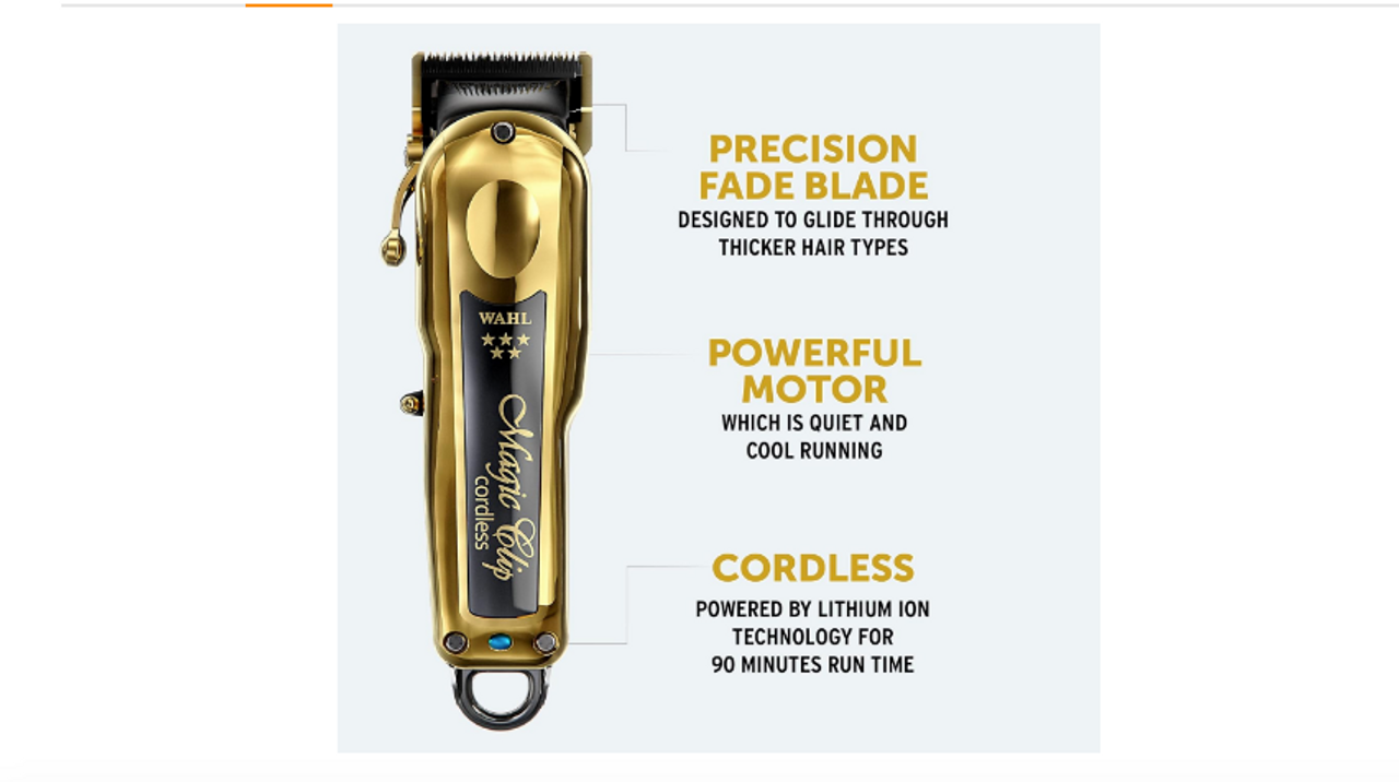 Wahl - 5 Star Magic Clip Clipper Gold Cordless- Next Day Delivery