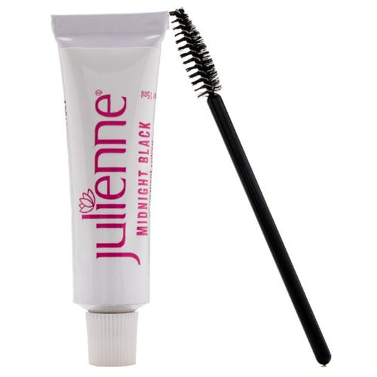 New Julienne Eyelash Eyebrow Tinting Kit Dye Mid Night Black 01 Brush Tint Dish Oxidant