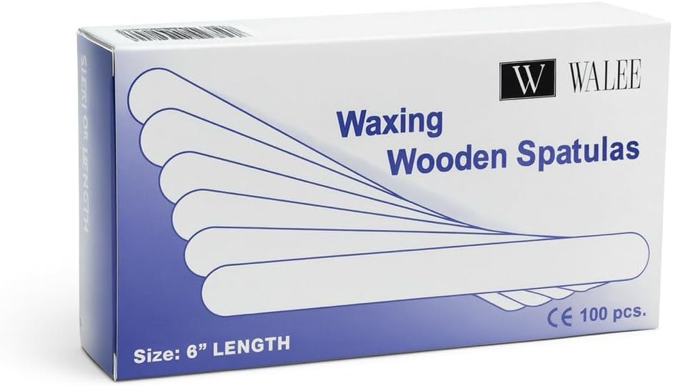Walee Professional Salon Quality Disposable Wooden Spatulas for Waxing, Hygenic and Suitable for Warm and Hot Waxes, Pack of 100, Size 6" Length