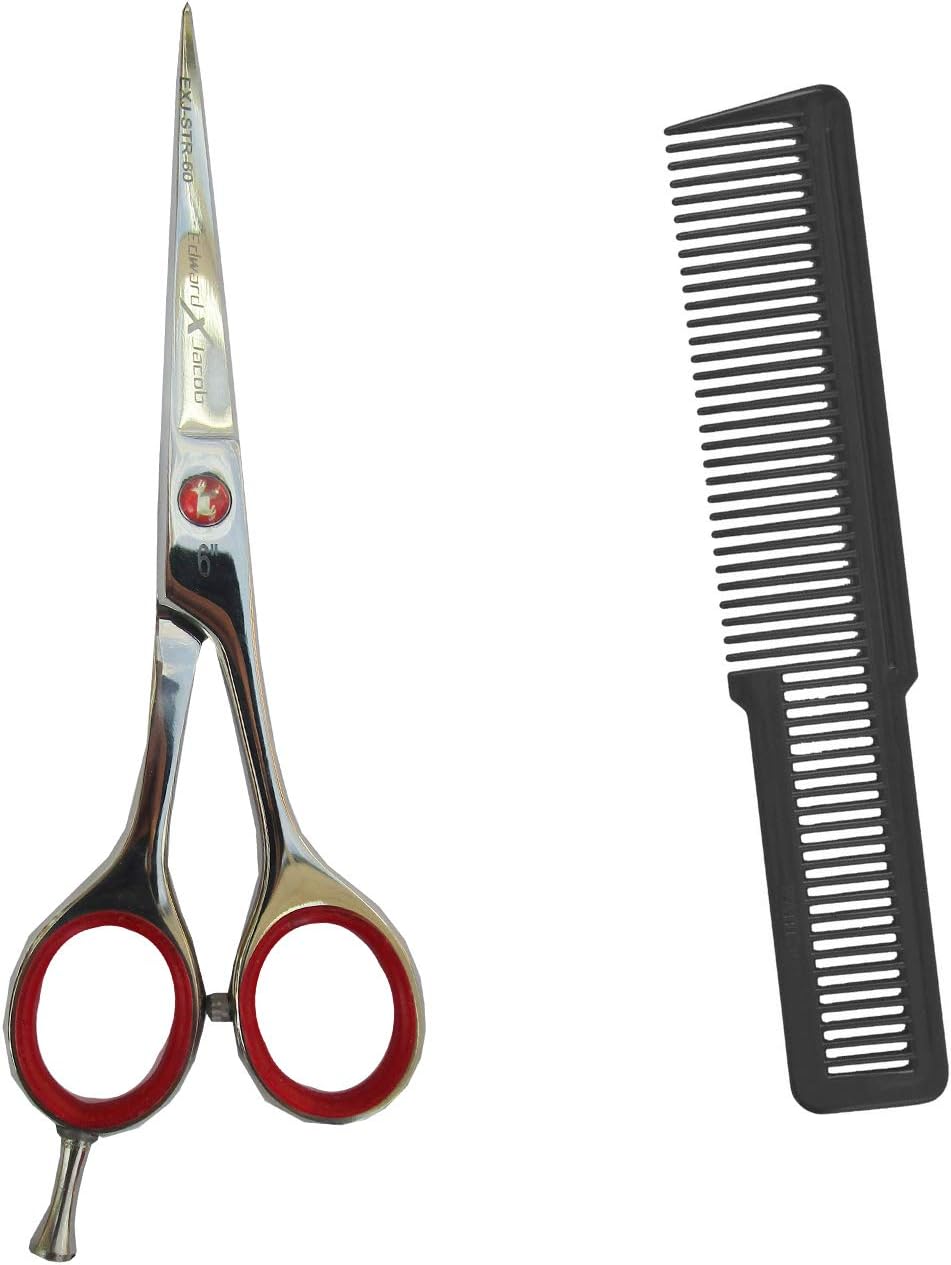 MC Hair Cutting Scissors 6 Inch Polish Red Pattern Barber Hair Shears for Hairdressing Cutting Texturizing & Styling - Stainless Steel