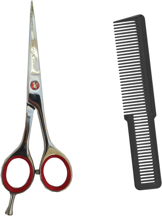 MC Hair Cutting Scissors 6 Inch Polish Red Pattern Barber Hair Shears for Hairdressing Cutting Texturizing & Styling - Stainless Steel