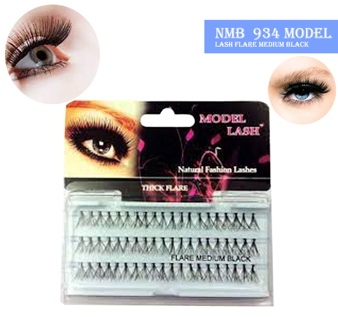 MODEL LASH Natural Remy Hair Fashion Individual Lashes FLARE LONG BLACK
