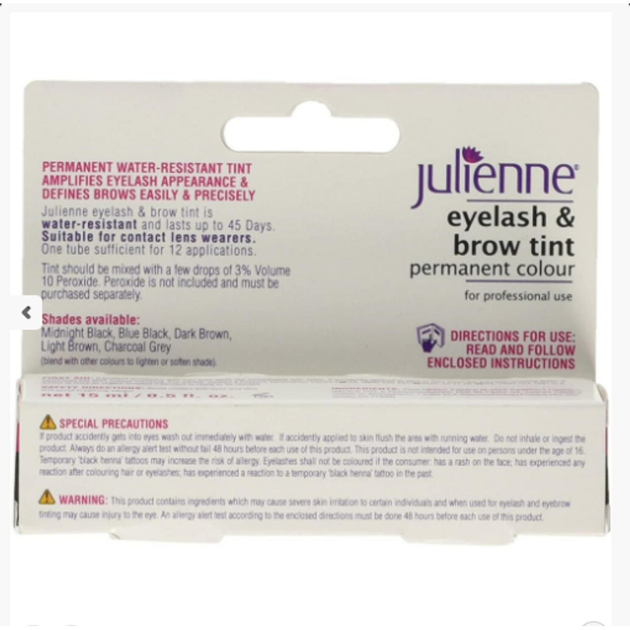 Julienne Midnight Black eyelash & brow tint 15ml - JUL100