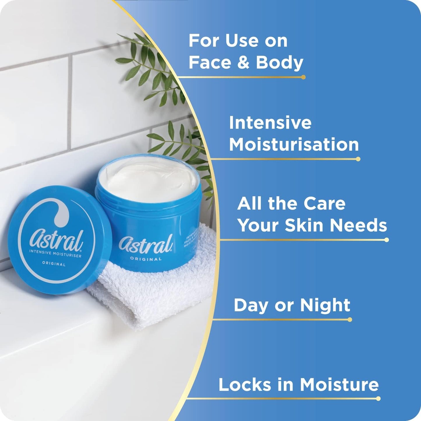 ASTRAl Face & Body Intensive Moisturiser Cream, with glycerin and petrolatum, 500ml