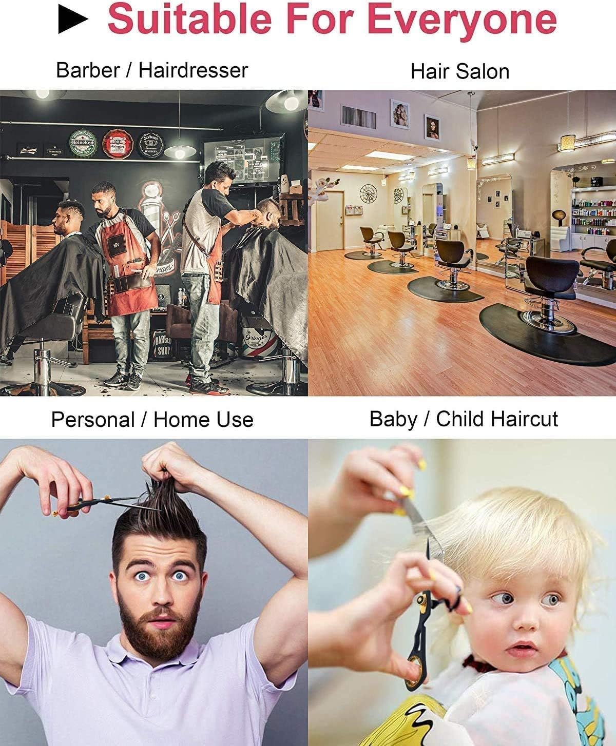 NMB Hair Cutting Scissors 5.5 Inch Black Square Barber Hair Shears for Hairdressing Cutting Texturizing & Styling - Stainless Steel with wahl cutting combs