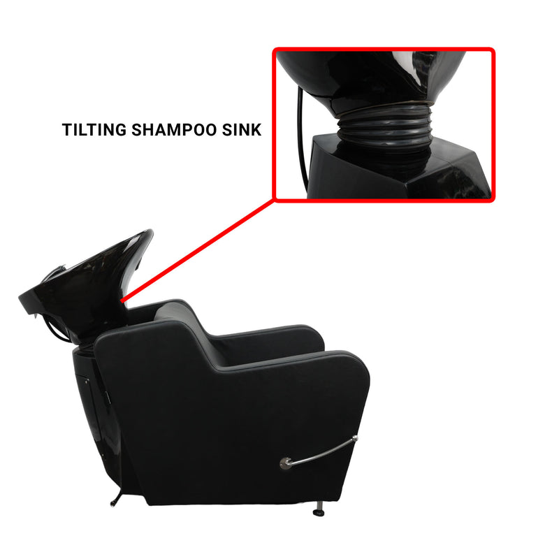 Backwash Chair • Ergonomic Luxury Basin Adjustable Chair Black