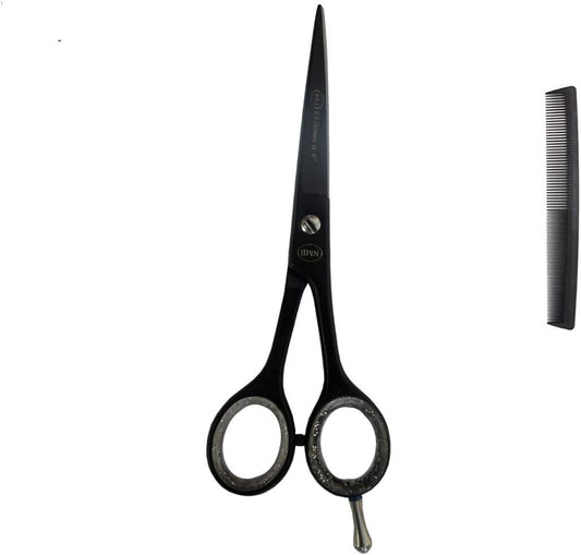 NMB Hair Cutting Scissors 5.5 Inch Black Square Barber Hair Shears for Hairdressing Cutting Texturizing & Styling - Stainless Steel with wahl cutting combs