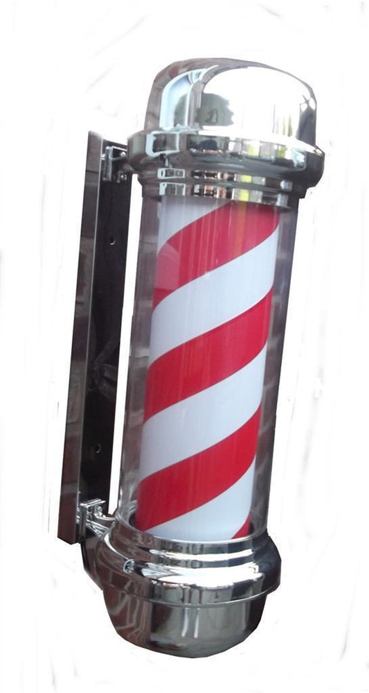 Barbers Pole Illuminating Rotating Salon Sign Light Red White