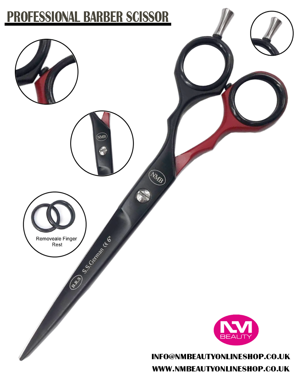 NMB Hair Cutting Scissors 6 inch Jaguar Red,black